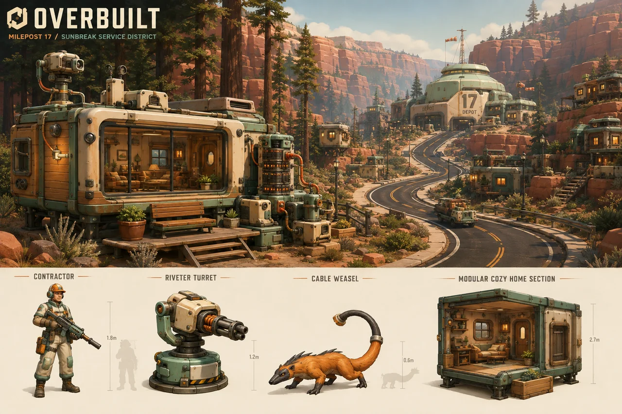 Original Sunbreak concept board with canyon homes and municipal machinery