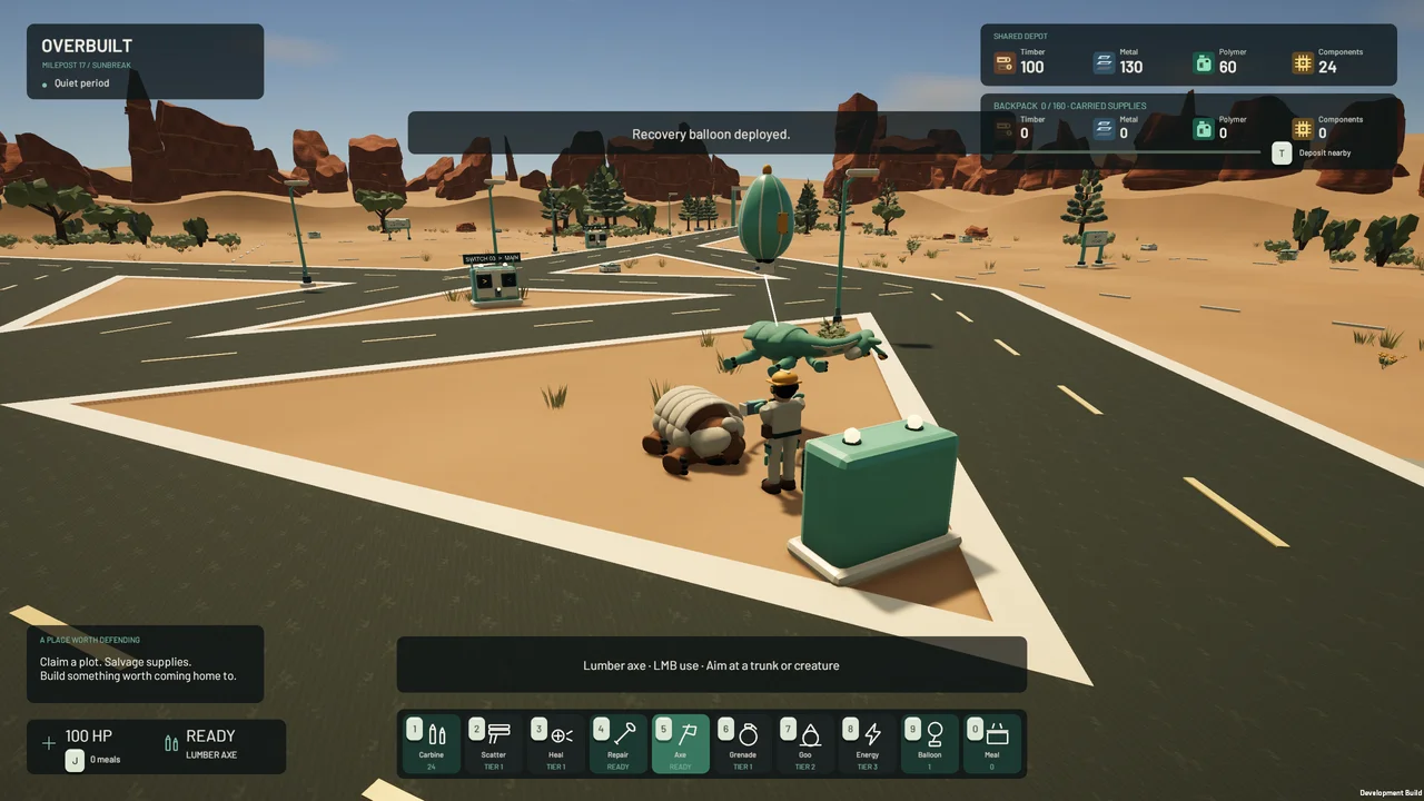 Recovery balloon lifting a creature in the playable alpha